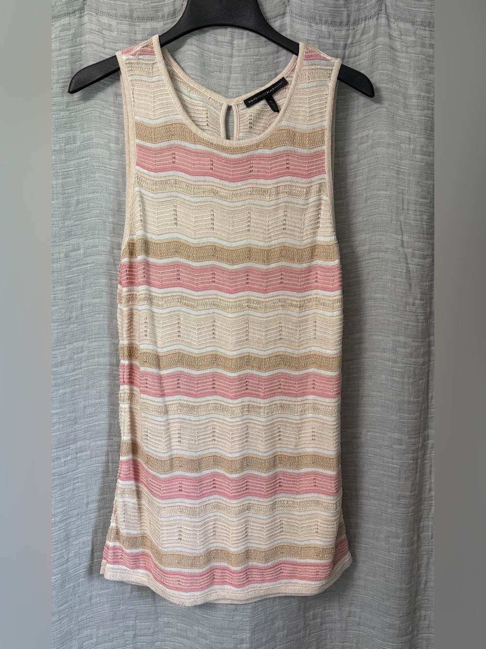 WHBM Pink & cream striped open-knit sleeveless sweater top - XL